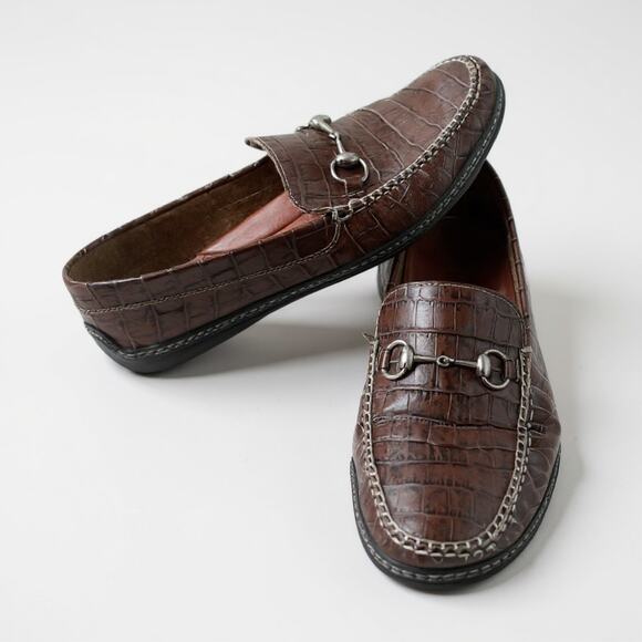 Peter Millar Loafers Mens Mens 10.5 M Mahogany Brown Crocodile Leather Grain Bit - Picture 1 of 12